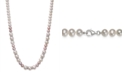 Macy's Natural Pink and White Cultured Freshwater Pearl 7-10.5mm AA Quality and Cubic Zirconia Accent Necklace in Sterling Silver, 18"